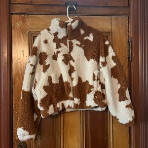 Urban Outfitters Cow Fleece Jacket Size XS